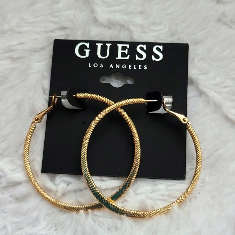 Guess Los Angeles Gold Hoop Earrings NWT